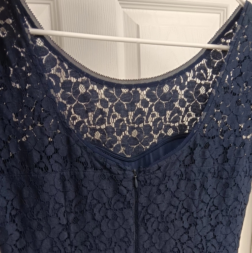 Navy Blue White House Black Market Size 6 dress - Picture 3 of 8